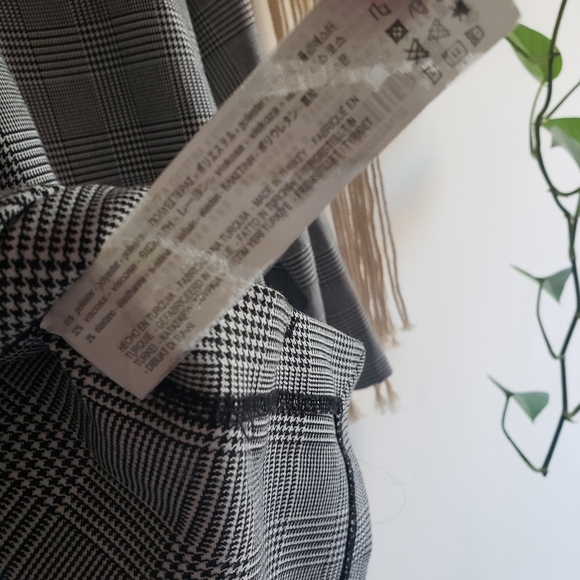 Zara Woman Glen Plaid Check Side Button Blouse Shirt Top Medium Houndstooth - Picture 10 of 10